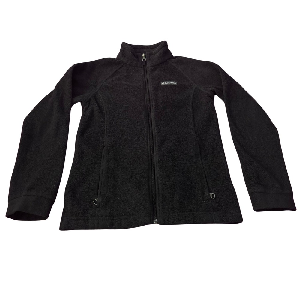 Columbia Youth Medium Black Fleece Jacket Kids Full Zip Mock Neck Boys Girls
